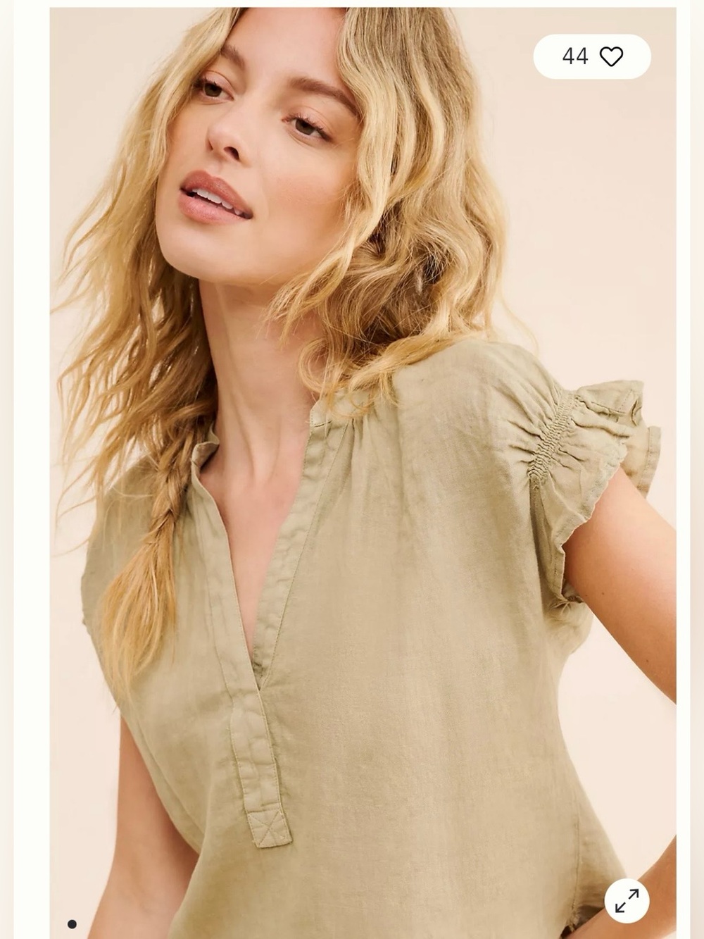 Pilcro Anthropologie Tatum Deep V Linen Top